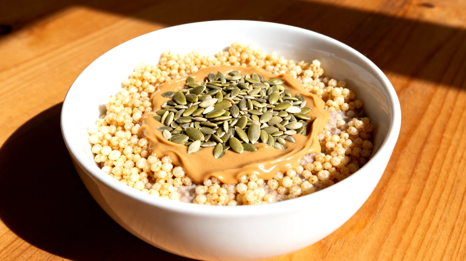 Amaranto soffiato con semi di canapa e burro di mandorle"