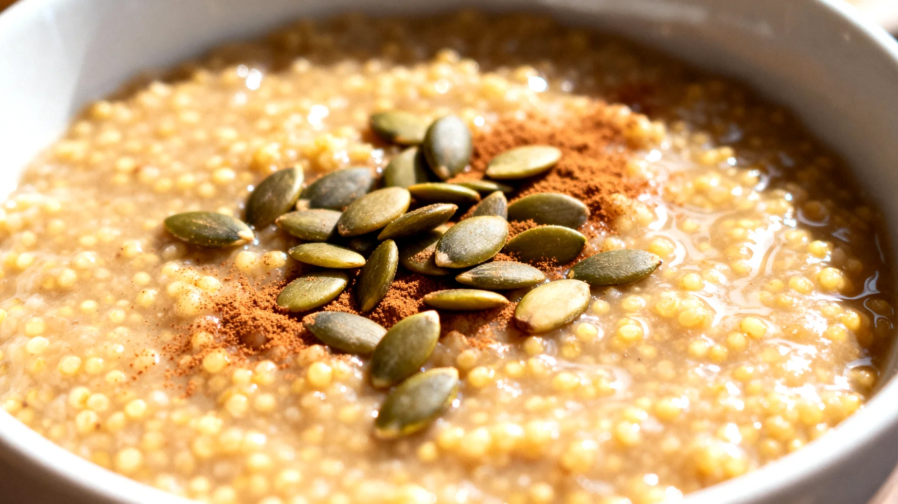 Porridge di miglio con semi di zucca e cannella"