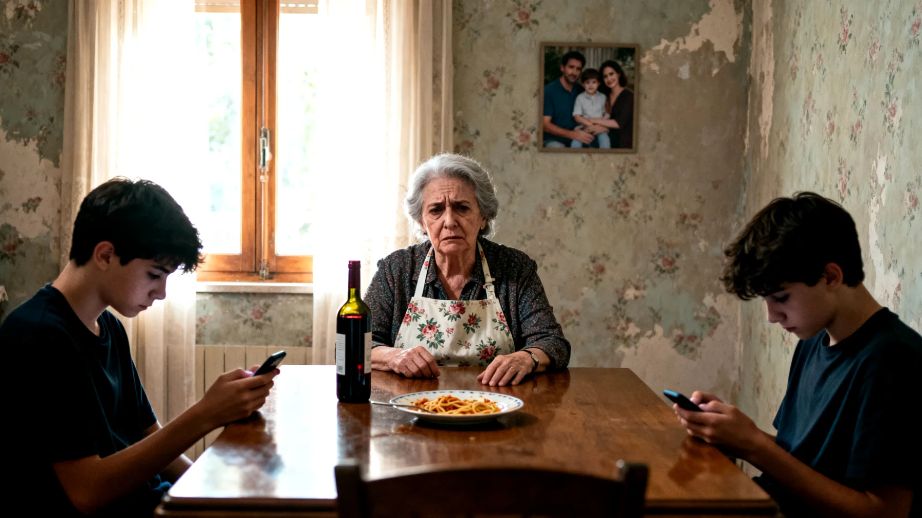 Nonna che fatica a instaurare un dialogo affettivo profondo con i nipoti adolescenti, che appaiono distanti, poco comunicativi e chiusi emotivamente durante gli incontri familiari"