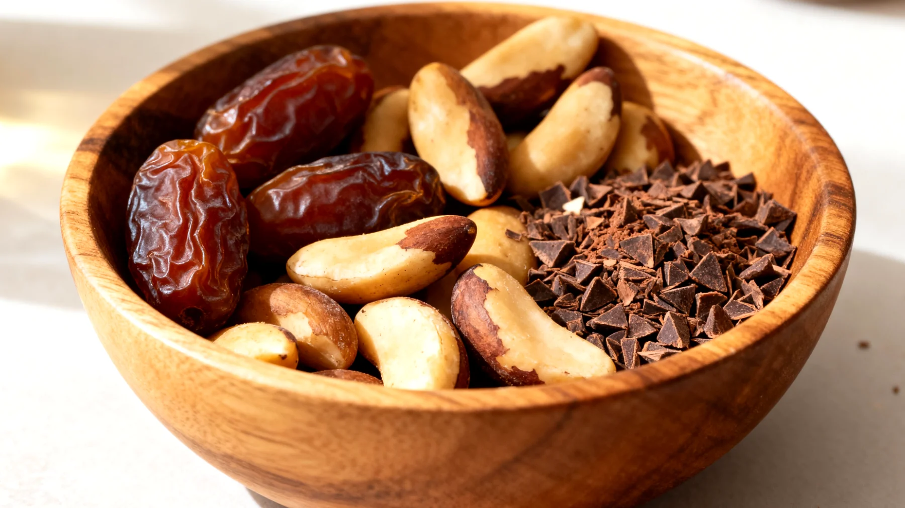 Noci del Brasile con datteri e cacao crudo"