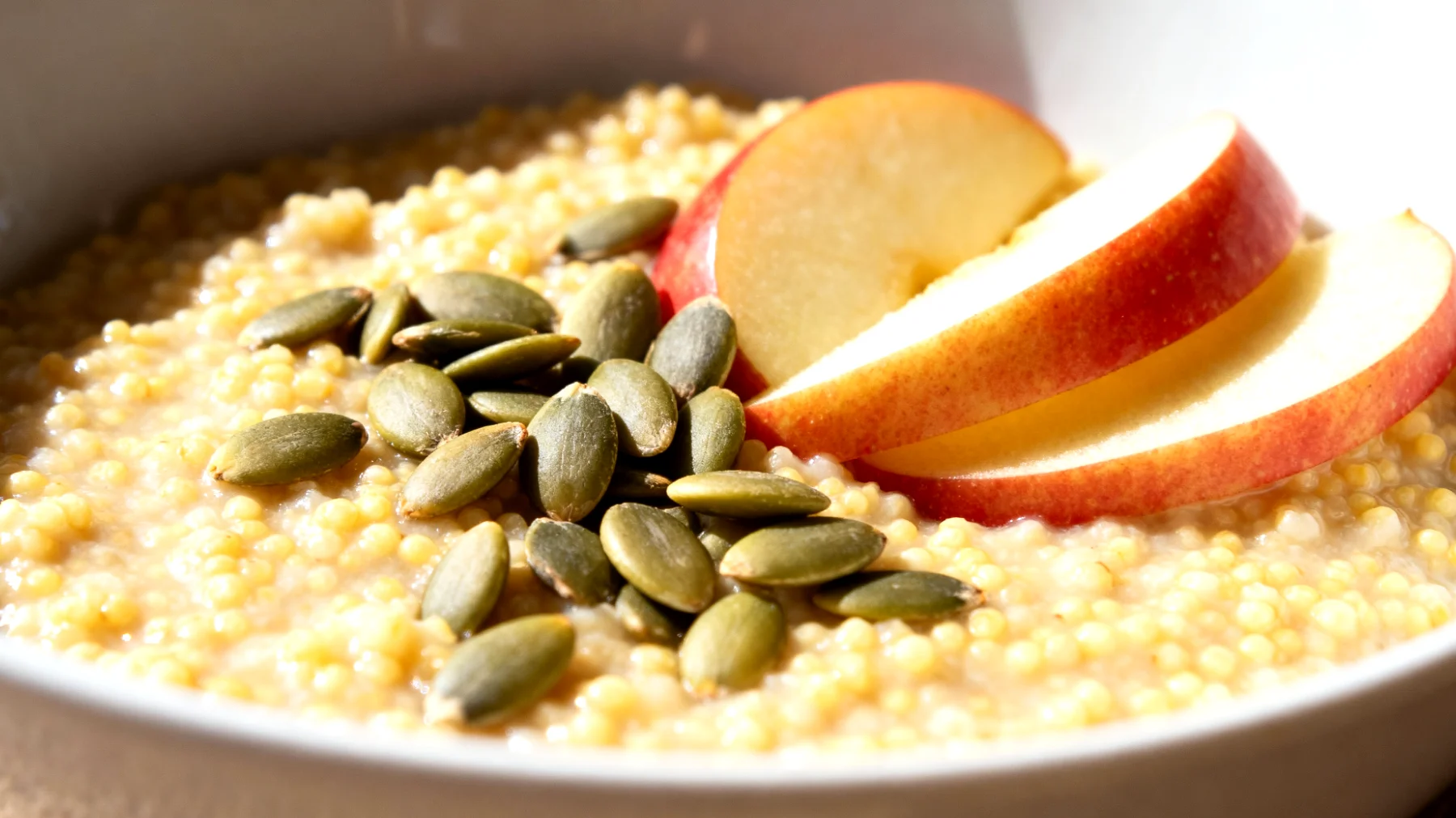 Porridge di miglio con semi di zucca e mela"
