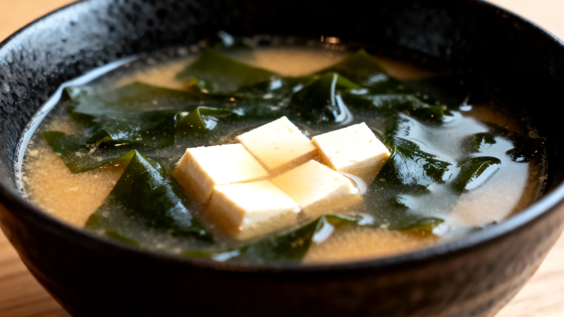 Zuppa di miso con alghe wakame e tofu"