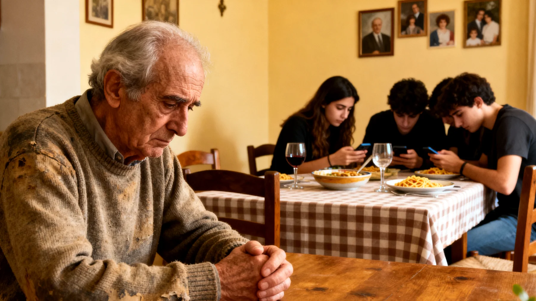 Il nonno si sente frustrato perché i nipoti giovani adulti non collaborano durante le visite o le occasioni familiari, mostrandosi disinteressati, passivi e poco disponibili ad aiutare nelle attività quotidiane o a trascorrere tempo di qualità insieme"